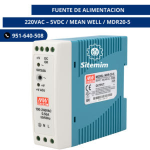 FUENTE DE ALIMENTACION 220VAC – 5VDC / MEAN WELL / MDR20-5