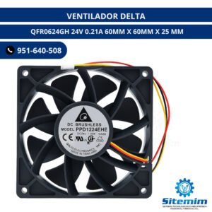 VENTILADOR DELTA QFR0624GH 24V 0.21A 60MM X 60MM X 25 MM
