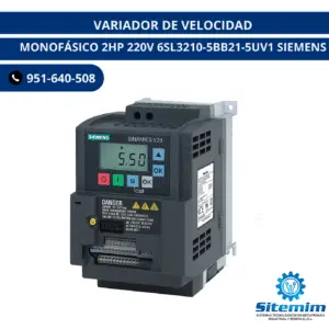VARIADOR DE VELOCIDAD / MONOFÁSICO 2HP 220V 6SL3210-5BB21-5UV1 SIEMENS