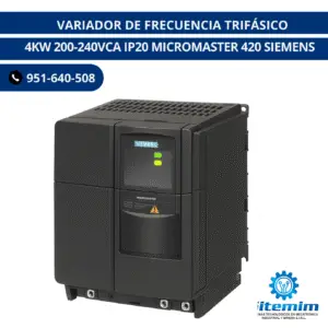 VARIADOR DE FRECUENCIA TRIFÁSICO / 4KW 200-240VCA IP20 MICROMASTER 420 SIEMENS