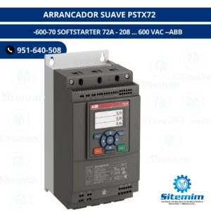 ARRANCADOR SUAVE PSTX72 / -600-70 SOFTSTARTER 72A - 208 ... 600 VAC --ABB