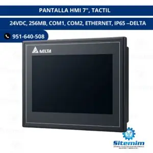 PANTALLA HMI 7", TACTIL  24VDC, 256MB, COM1, COM2, ETHERNET, IP65 DELTA