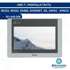 HMI 7", PANTALLA TACTIL RS232, RS422, RS485, EHERNET, 4G, 24VDC KINCO