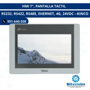 HMI 7", PANTALLA TACTIL RS232, RS422, RS485, EHERNET, 4G, 24VDC KINCO